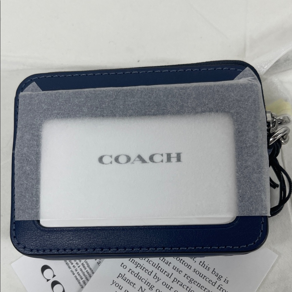 Coach Quilted Denim Card Case Wallet - Navy - Picture 3 of 7
